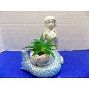 NEW Mermaid Figurine Faux Plant  Coastal Nautical Decor